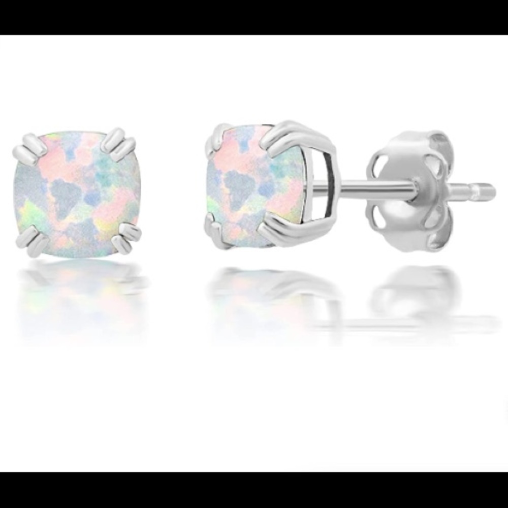 Cushion Cut Gemstone Stud Earrings for Women in 925 Sterling Silver